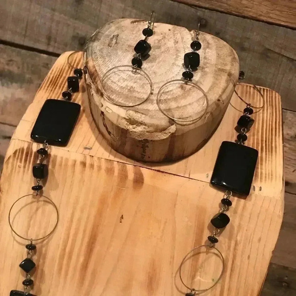 Onyx long necklace set ( handmade ) - Picture 3 of 3